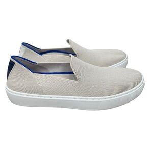 Rothy's Cream and Blue Slip-On Sneakers